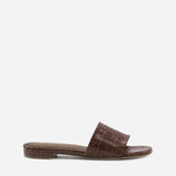 SANDALI SLIDES VICKY IN PELLE STAMPA COCCO<BR/> VICKY COCCOMARRONE GIULIANO GALIANO 