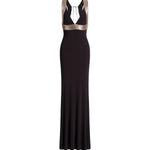 Abito lungo con dettagli ricamati a contrasto A0460124 0102 ALBERTA FERRETTI 
