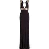 Abito lungo con dettagli ricamati a contrasto A0460124 0102 ALBERTA FERRETTI 