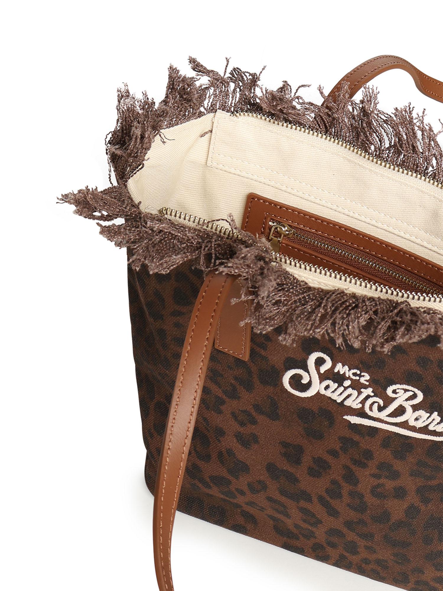 Borsa City Medium in canvas con stampa animalier CBMF001 00588L MC2 SAINT BARTH 