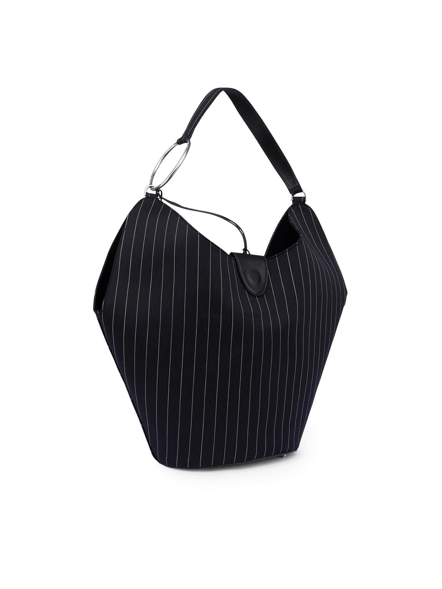 Borsa Big hobo in fresco di lana gessato WB321 ES0080D999 DONDUP 