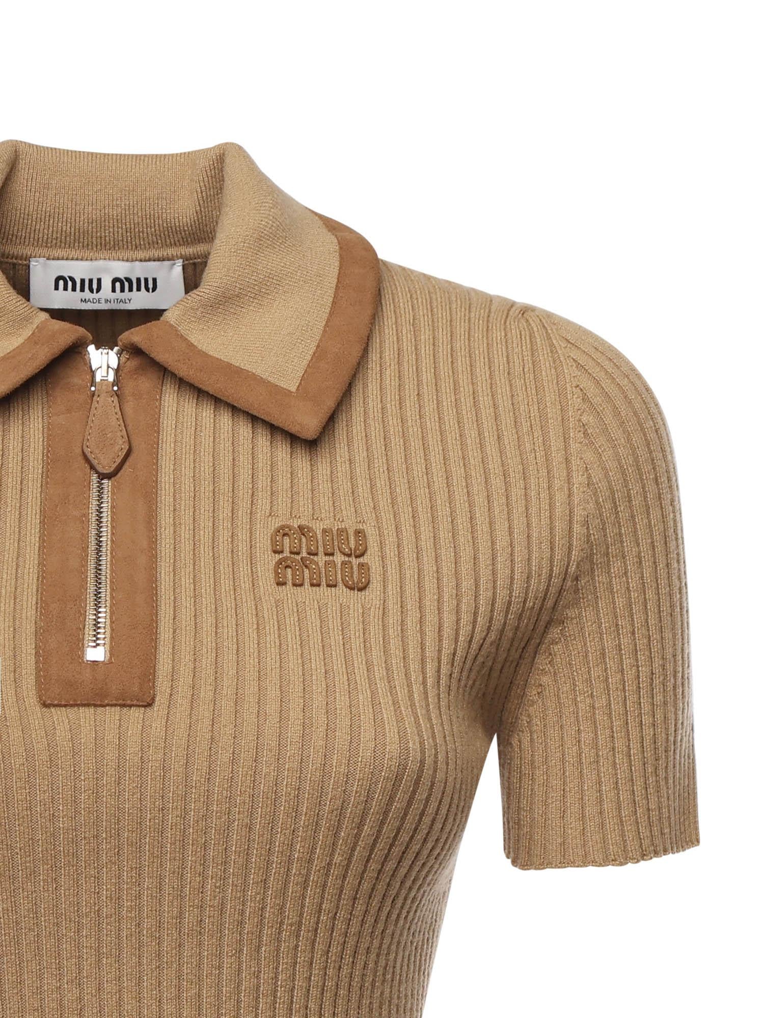 Polo in cashmere a coste MMLB74 1747F0036 MIU MIU 