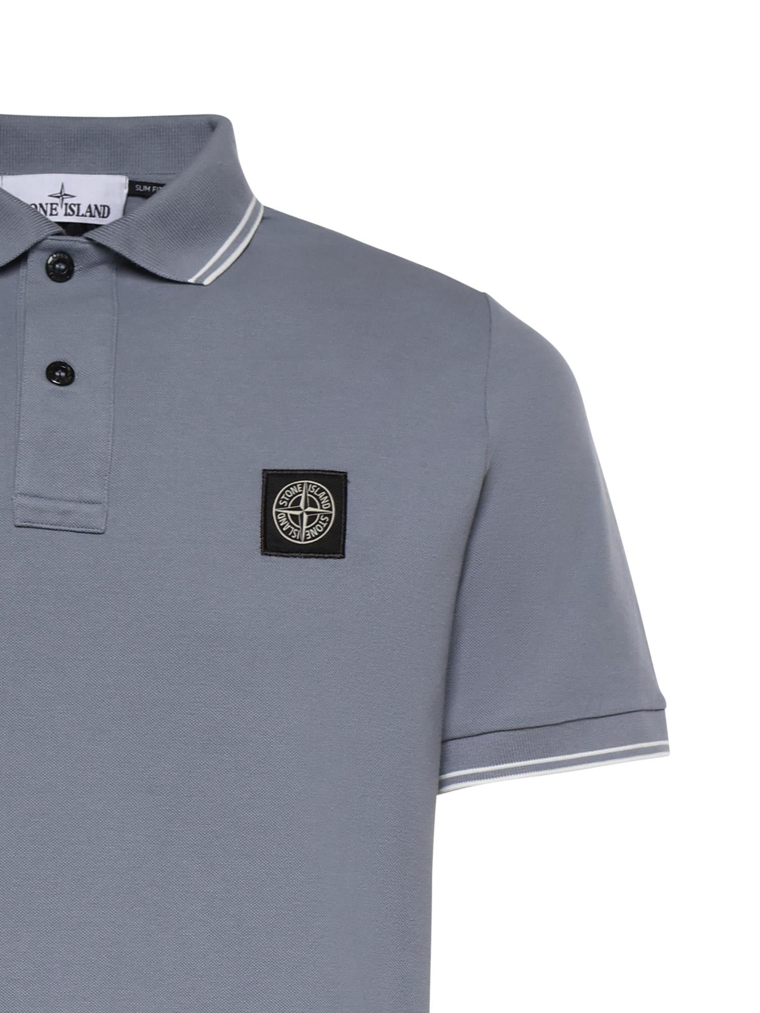 Polo in piqué di cotone con patch Compass L1S152200010 S0018V0024 STONE ISLAND 