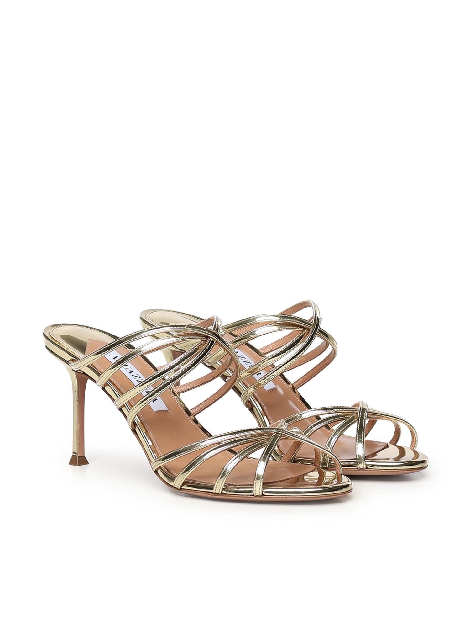 Mules Tell Me in pelle metallizzata TLMMIDM0 SSYSOG AQUAZZURA 