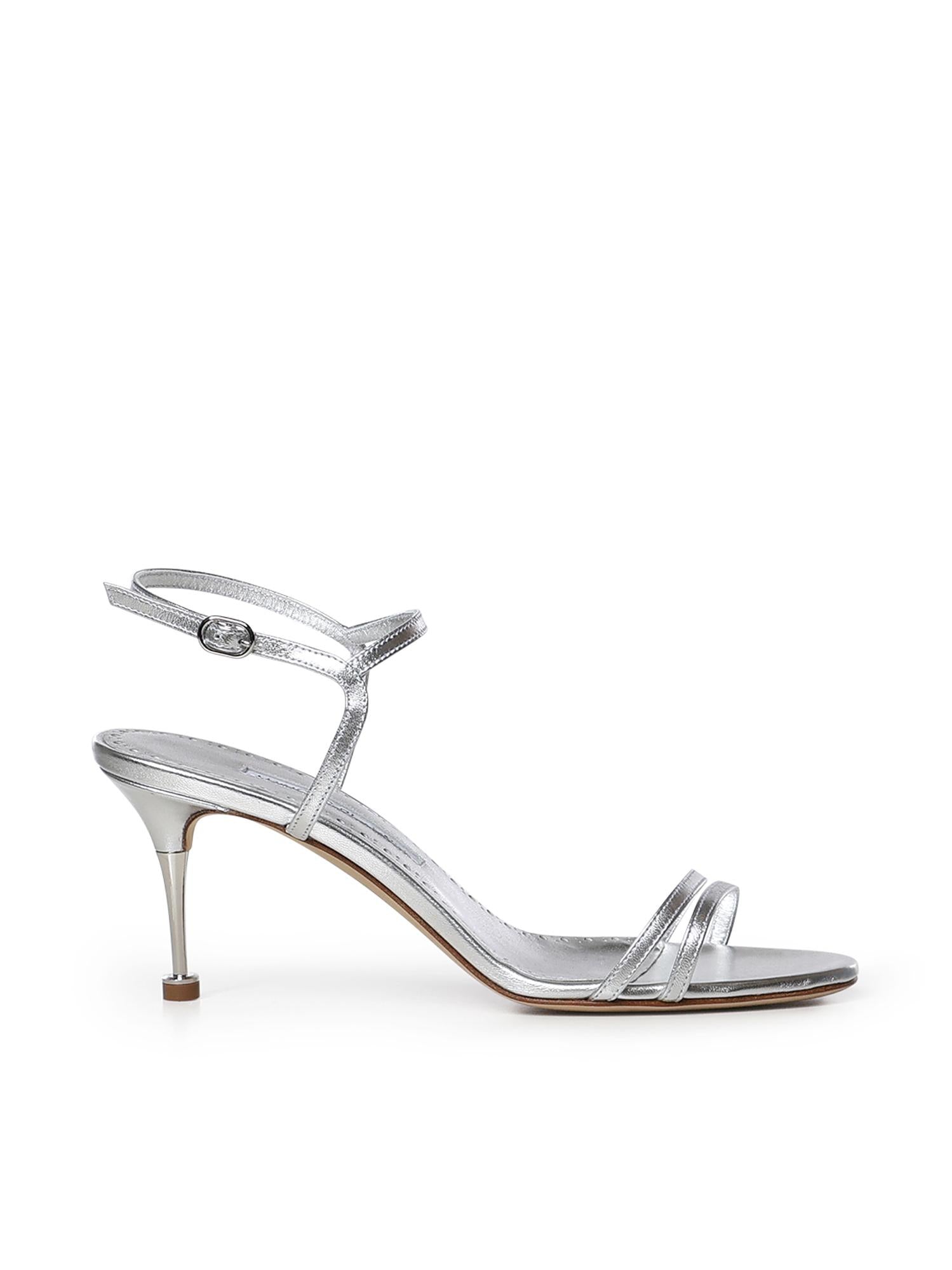 Sandali Ciagapla in pelle metallizzata 1263168 0454 MANOLO BLAHNIK 