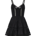 Miniabito Lenora in voile di cotone e pizzo 261603 BLACK CHARO RUIZ 