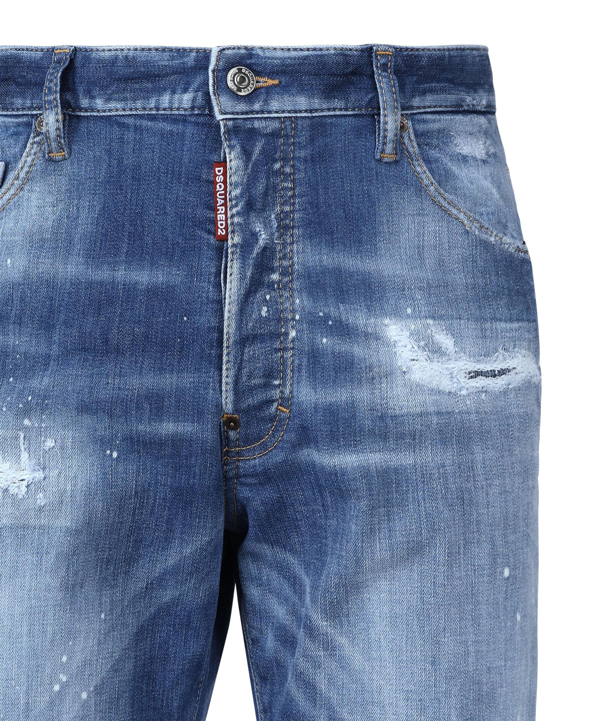 Shorts denim in cotone elasticizzato S74MU0881 S30872470 DSQUARED2 