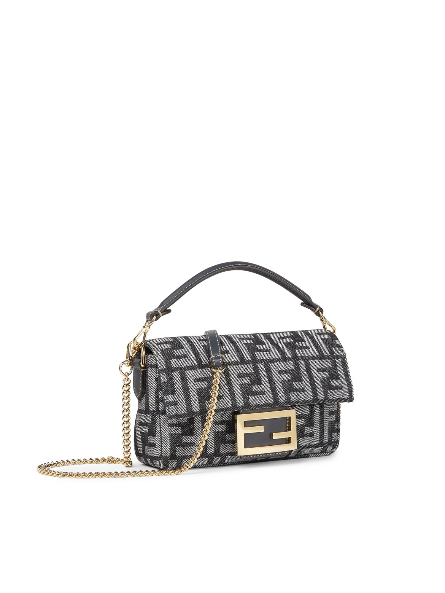 Borsa Baguette® Mini in jacquard FF effetto denim 8BS017 AWVAF0NAP FENDI 