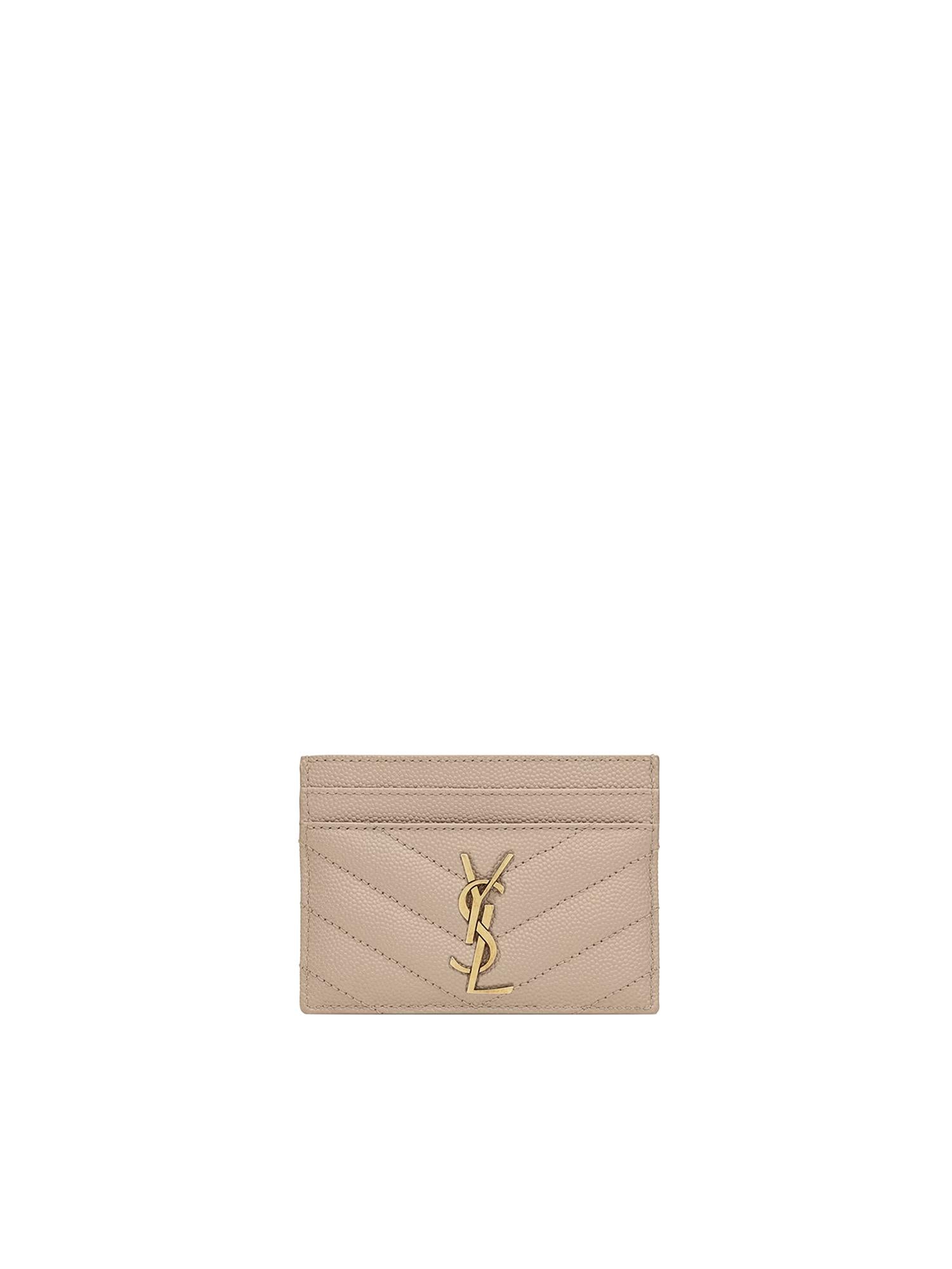 Portacarte Cassandre matelassé in grain de poudre 423291 BOW012721 SAINT LAURENT 