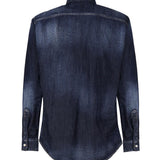 Camicia denim con placca logo S71DM0658 S30341470 DSQUARED2 