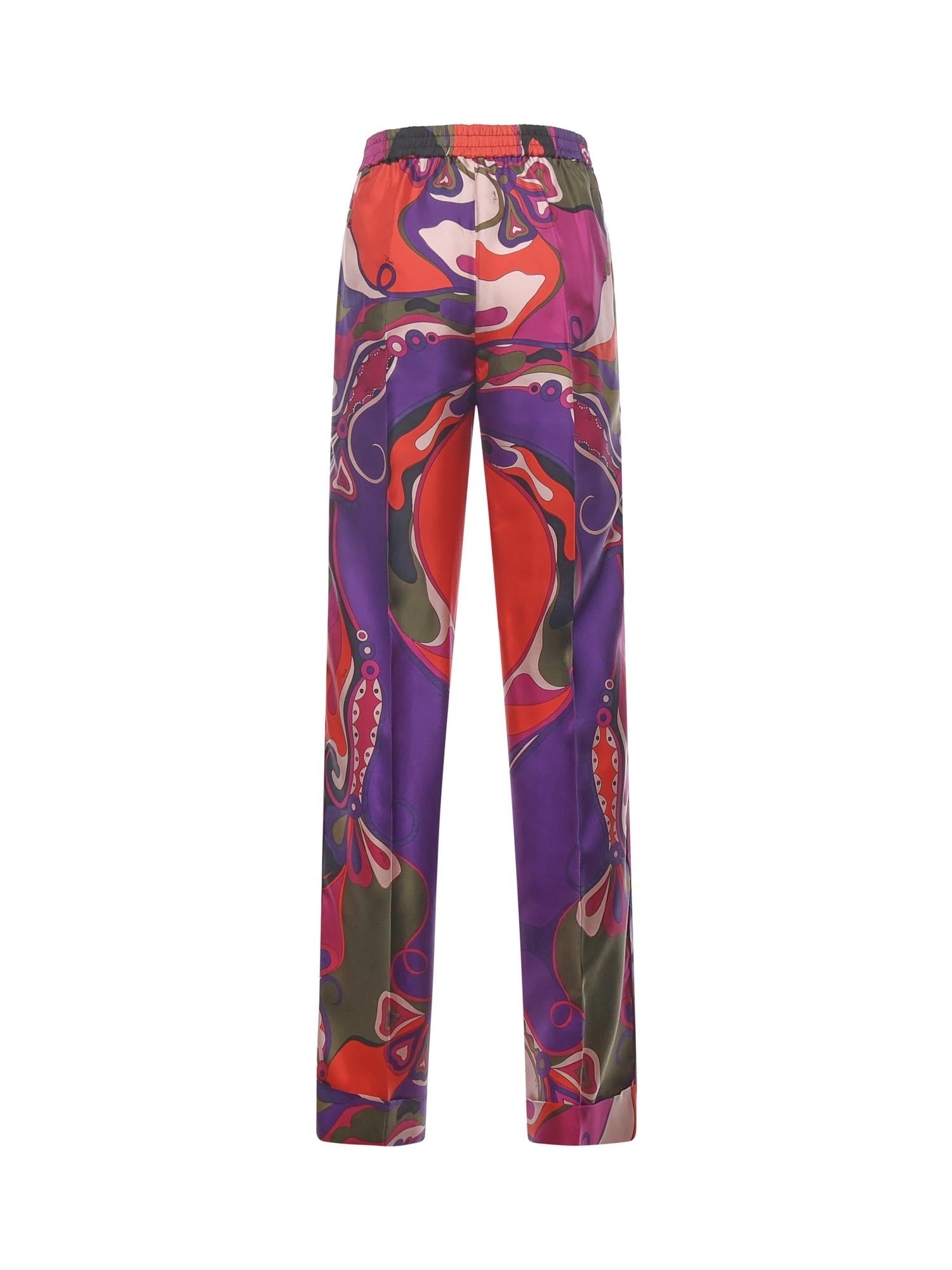 Pantaloni in seta con stampa Orchidee 5URT10 5U731017 PUCCI 