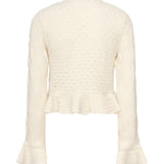 Cardigan cropped con logo e volant CHC25AMC01590 107 CHLOÉ 