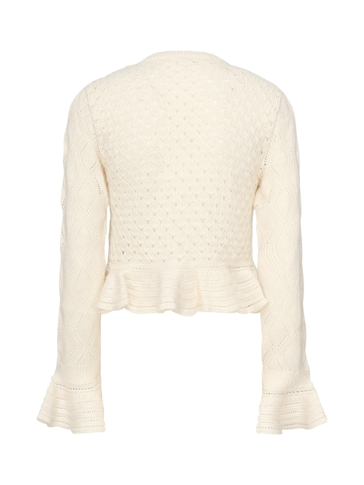Cardigan cropped con logo e volant CHC25AMC01590 107 CHLOÉ 