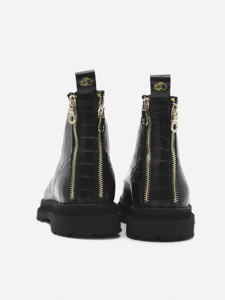 Stivaletti Tiger in pelle stampa cocco<BR/> 4601 3401 KROCK BLACK GIULIANO GALIANO 