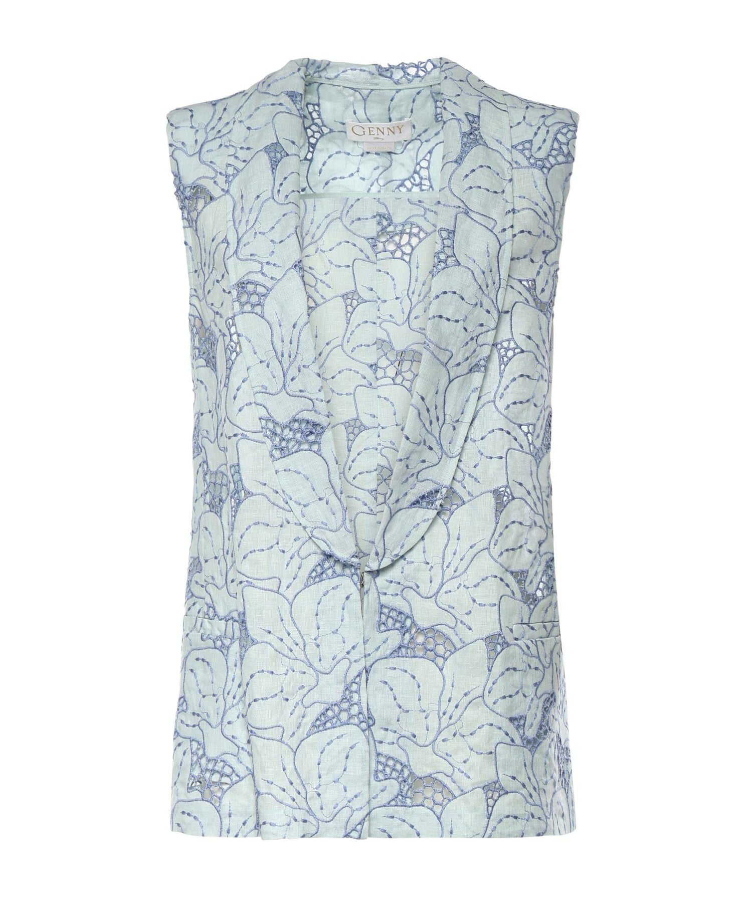 Gilet in lino con ricamo orchidea 80AAP544 NR015V67 GENNY 