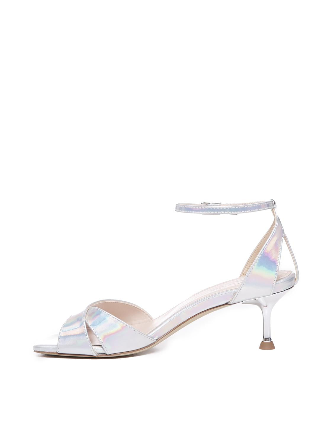 Sandali con tacco e cinturino<BR/> BENNY S2403 IRIDESILVER ALCHIMIA 