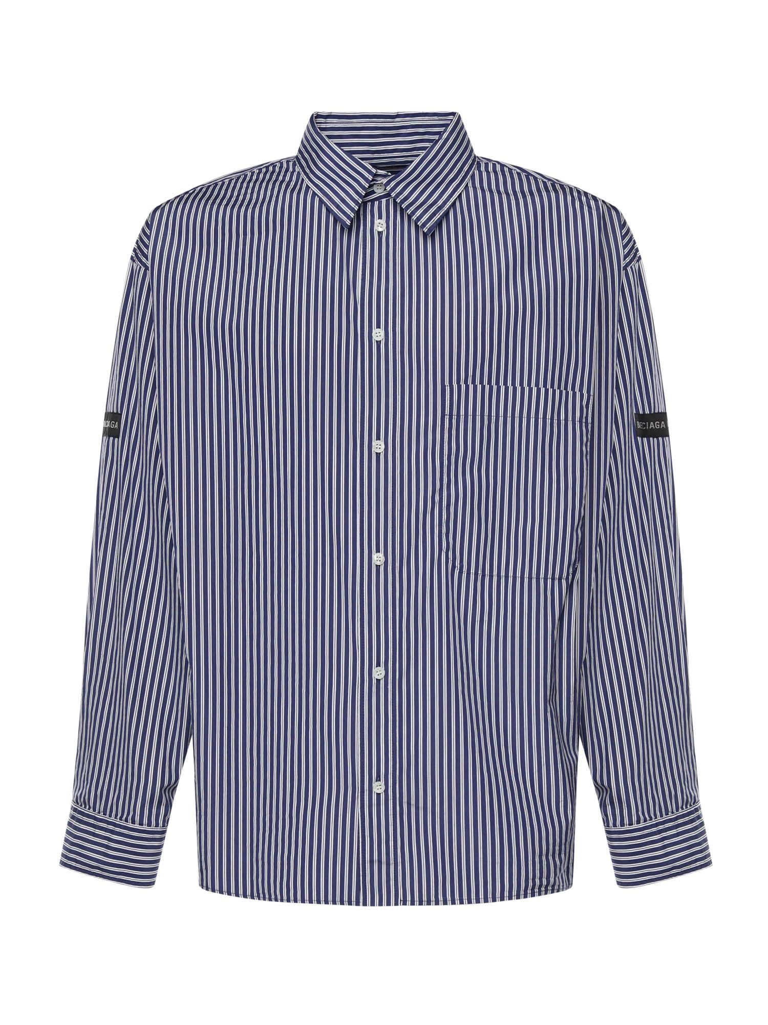 Camicia a righe in popeline di cotone con logo 857814 TTM348502 BALENCIAGA 