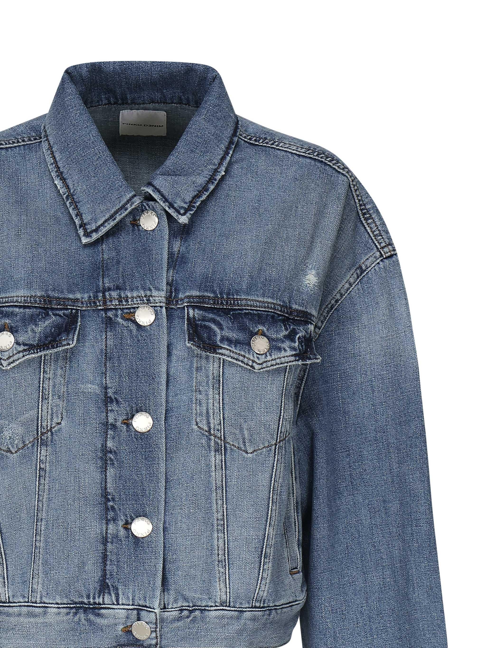 Giubbino jeans con taschini 104644 A2E1PJF PINKO 