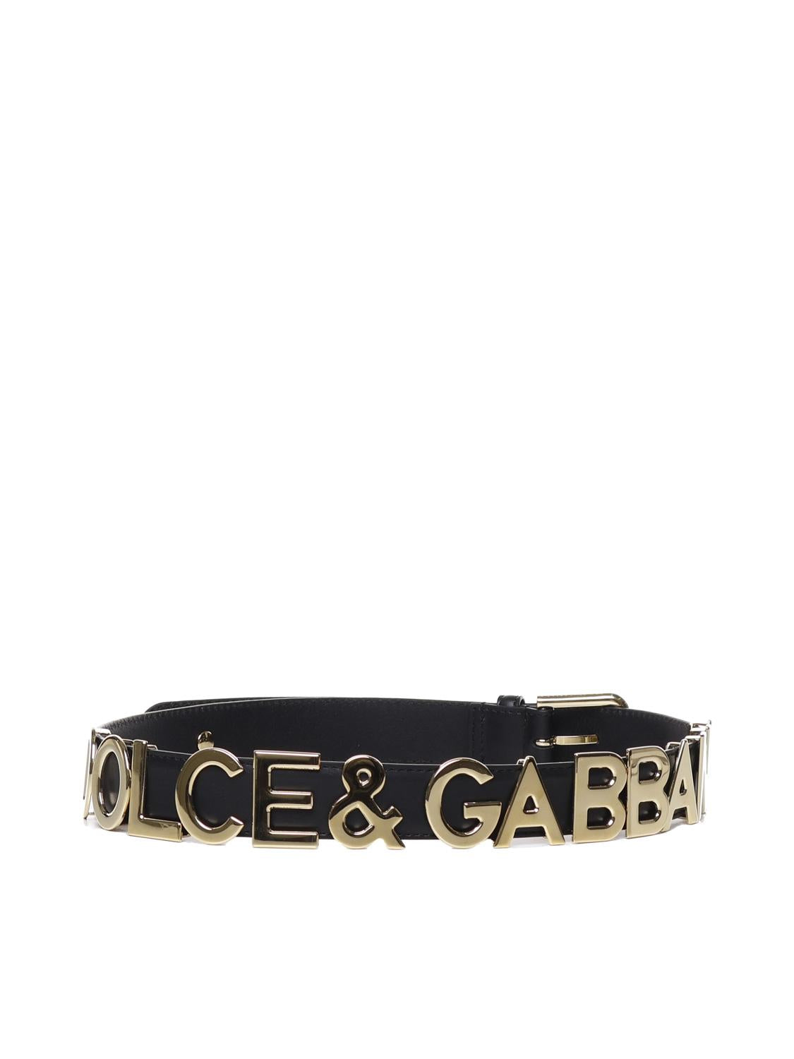 Cintura in pelle di vitello con lettering BE1521 AM6818S070 DOLCE & GABBANA 