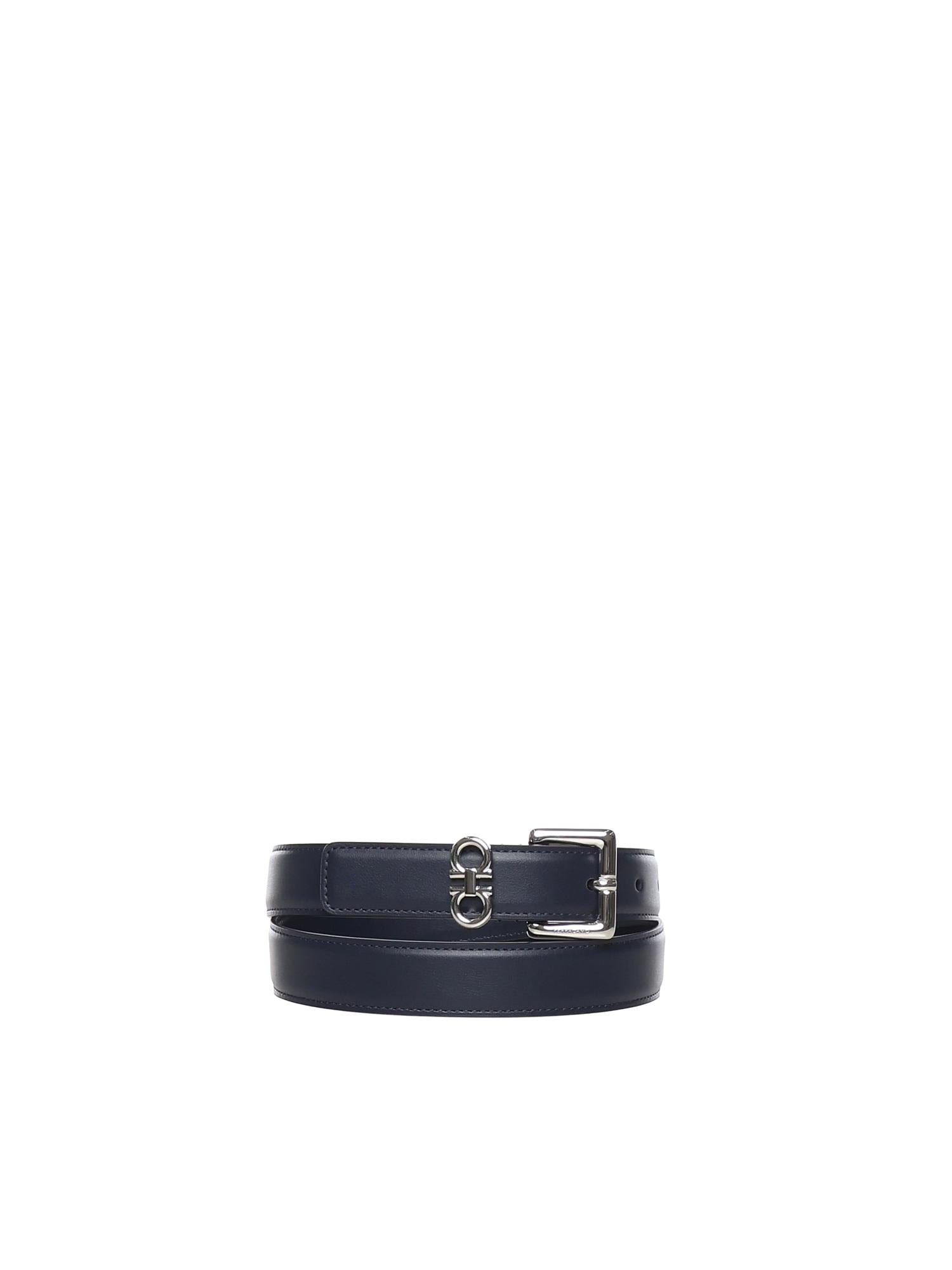 Cintura con doppio Gancini in pelle 230346 786277005 FERRAGAMO 
