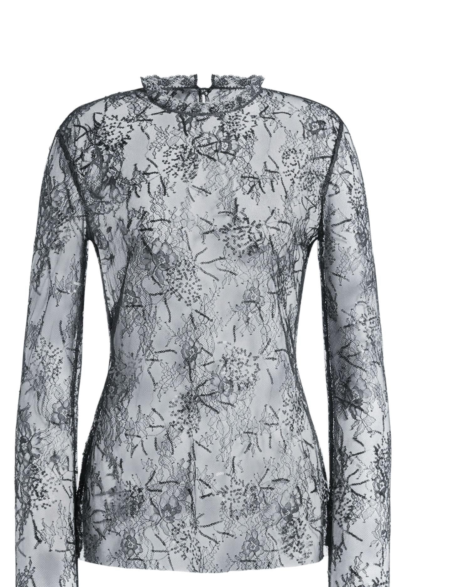 Camicetta in pizzo ricamato con paillettes V02181620 0290 ALBERTA FERRETTI 