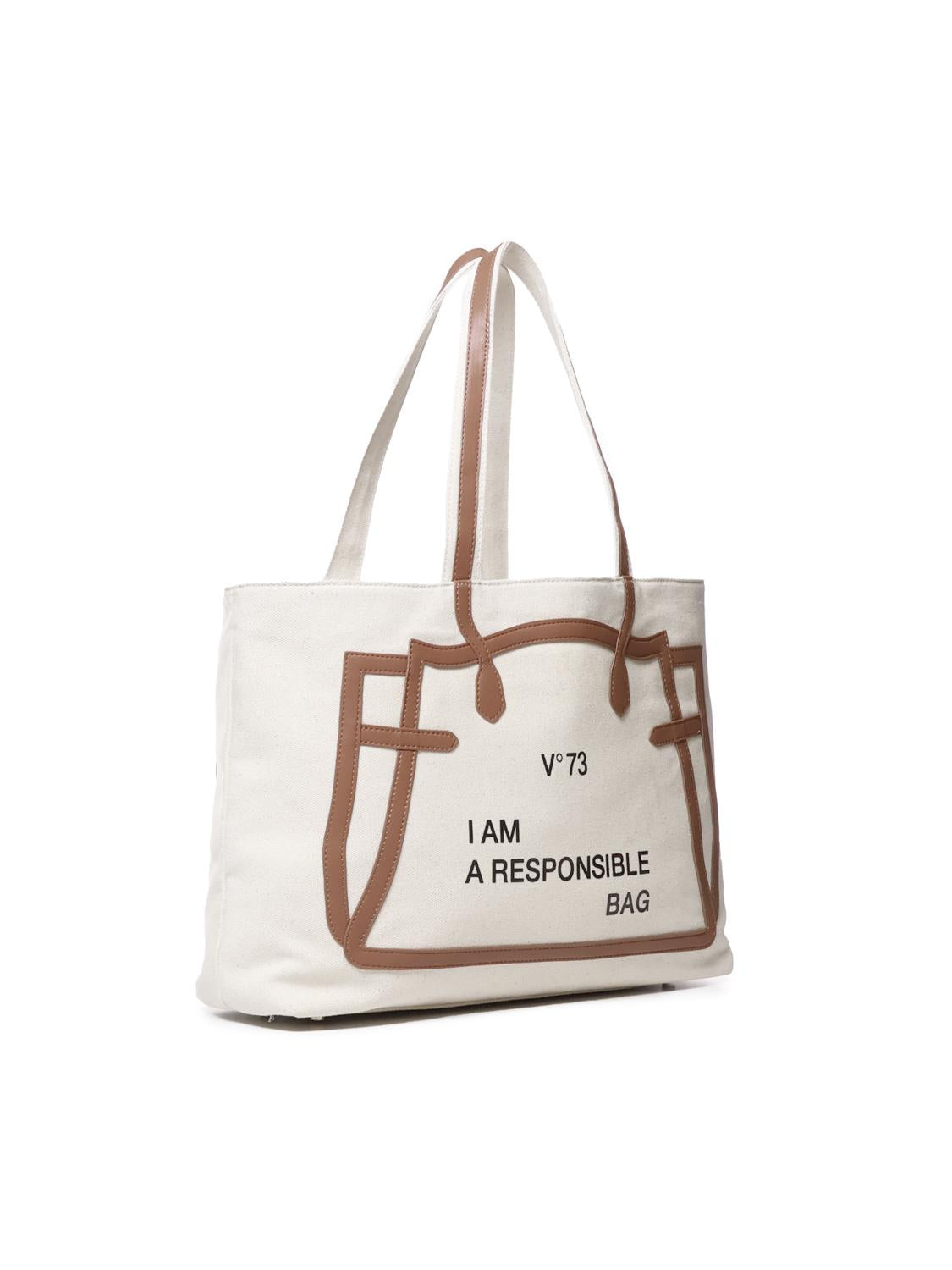 Borsa tote I am responsible 73BS7UH01 RESPONSIBILITY MUSTNATURALE/CUOIO V° 73 