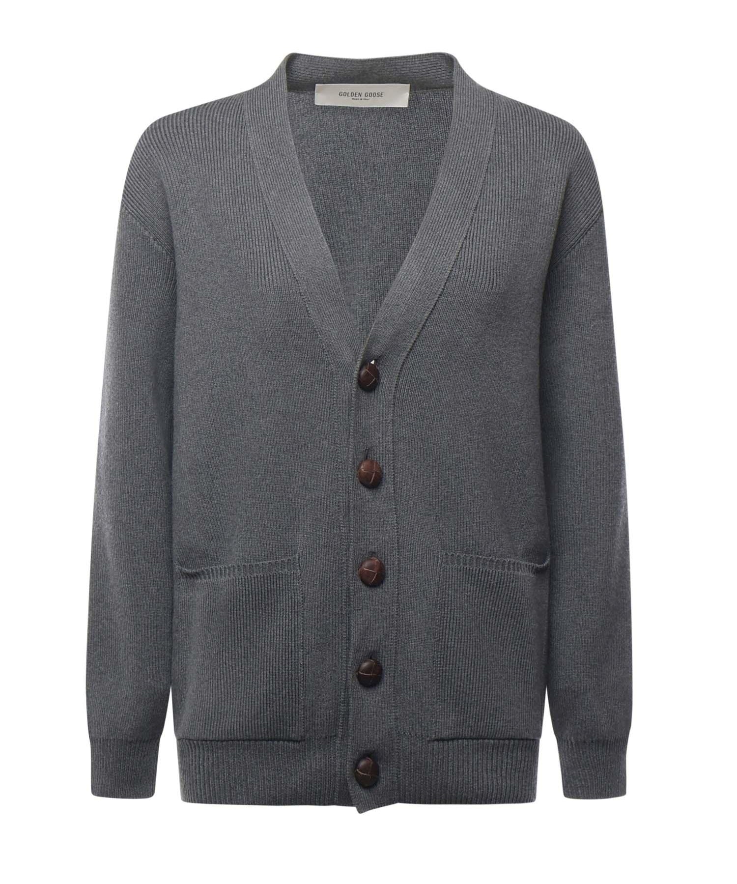 Cardigan in cotone con logo GWP00950 P00066260304 GOLDEN GOOSE 