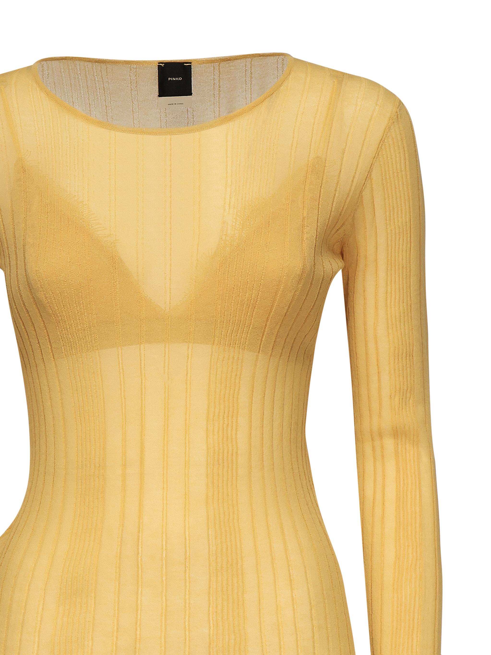 Maglia semitrasparente a costine 102977 A1NDC43 PINKO 
