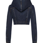 Giacca corta con cappuccio in denim AA9V0306D014C A24 ALAIA 