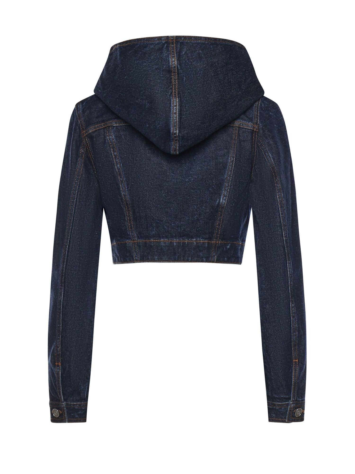 Giacca corta con cappuccio in denim AA9V0306D014C A24 ALAIA 