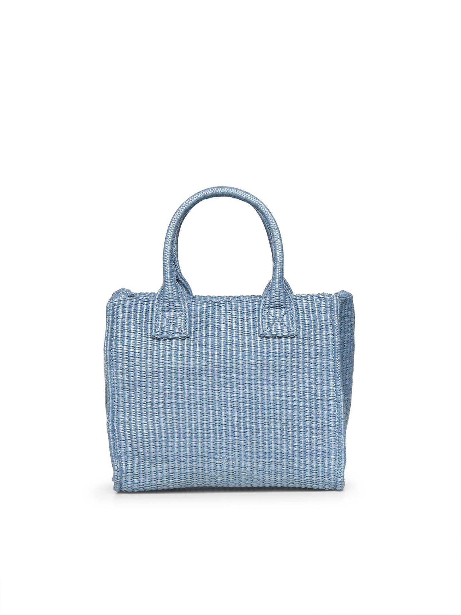 Borsa shopper piccola Beach in rafia con logo Love Birds 106832 A39YE5Y PINKO 