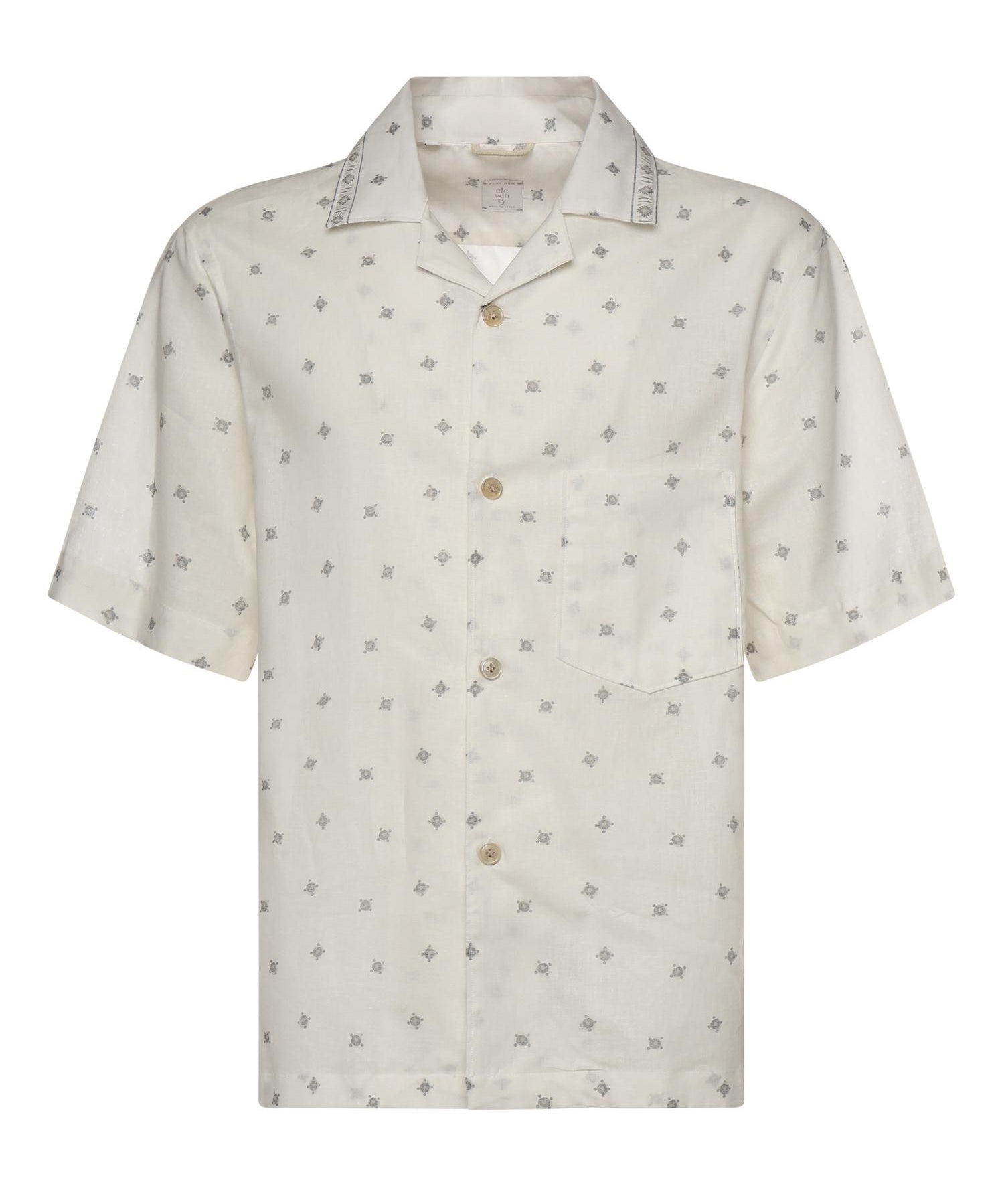 Camicia da bowling in lino e cotone M75CAMK09TES0M217 01 ELEVENTY 