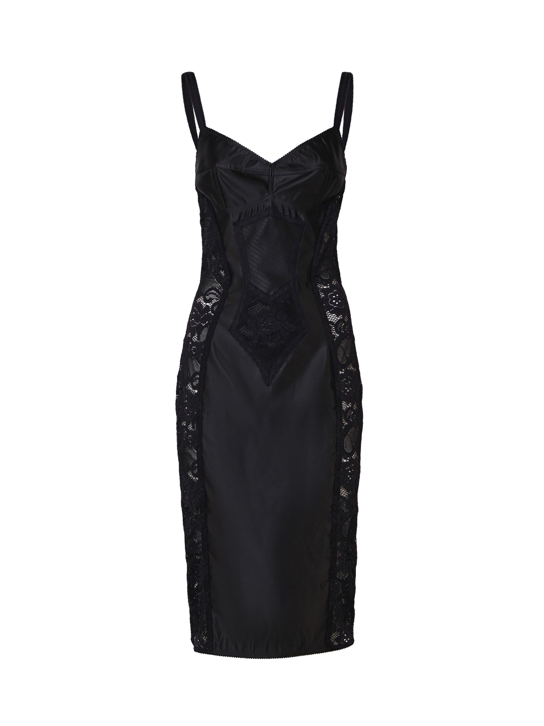 Abito longuette corsetteria in raso e pizzo F6JKZT GDCL9N0000 DOLCE & GABBANA 