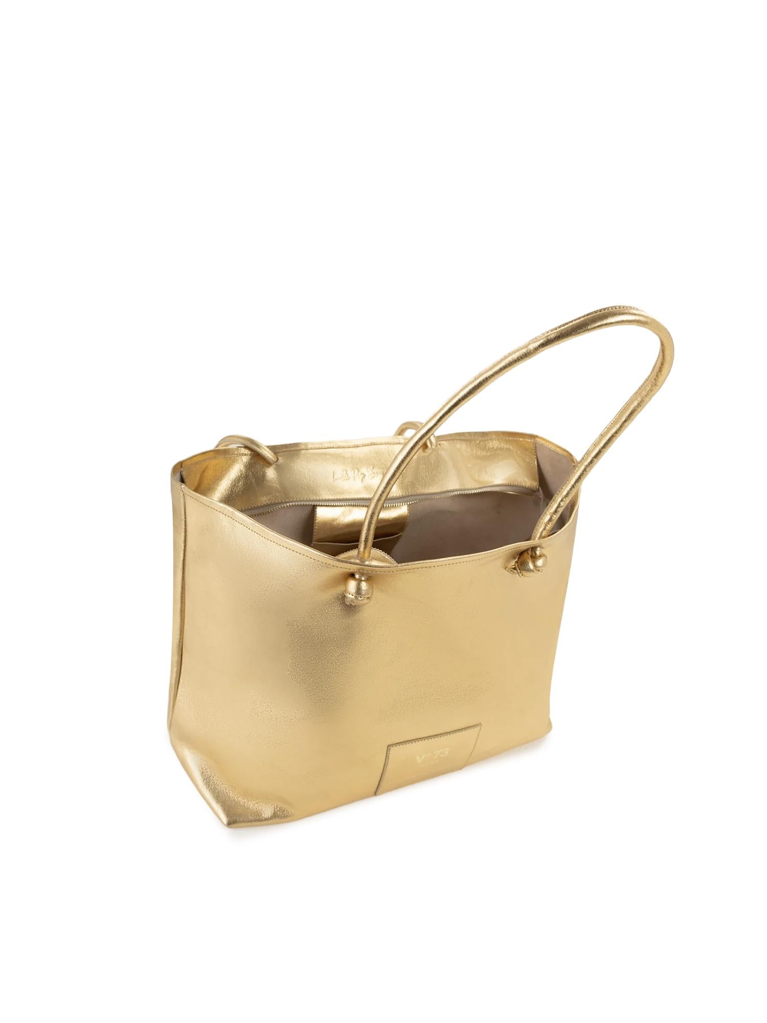 Borsa shopping in pelle con logo 73BP9VT01 LOLLI POPPOP GOLD V° 73 