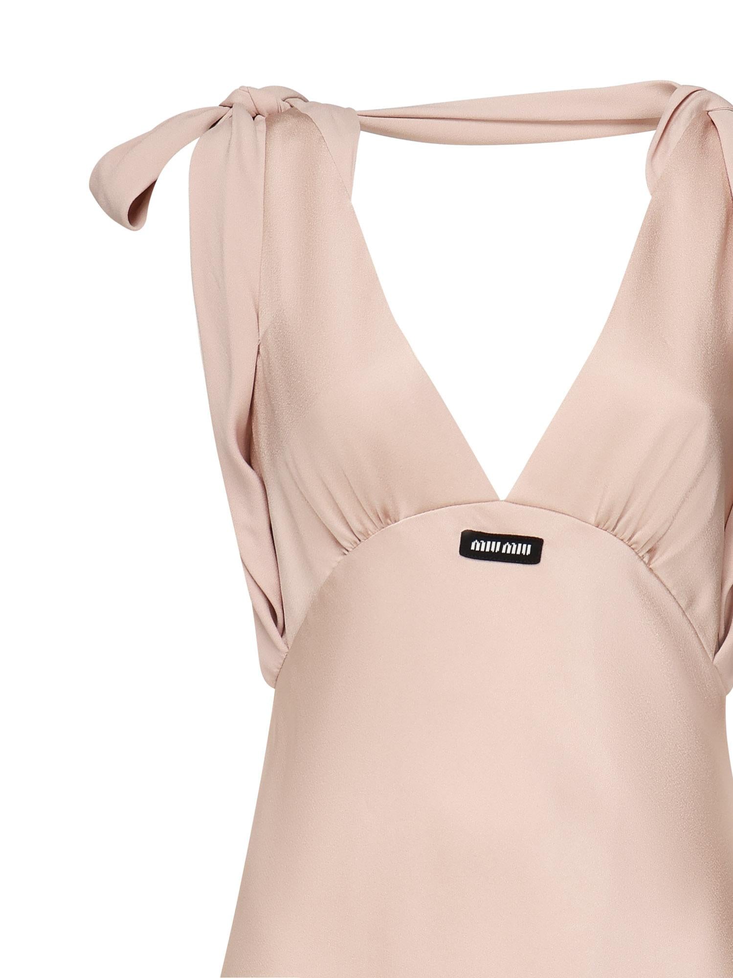 Abito lungo in satin MF5894 1254F0924 MIU MIU 