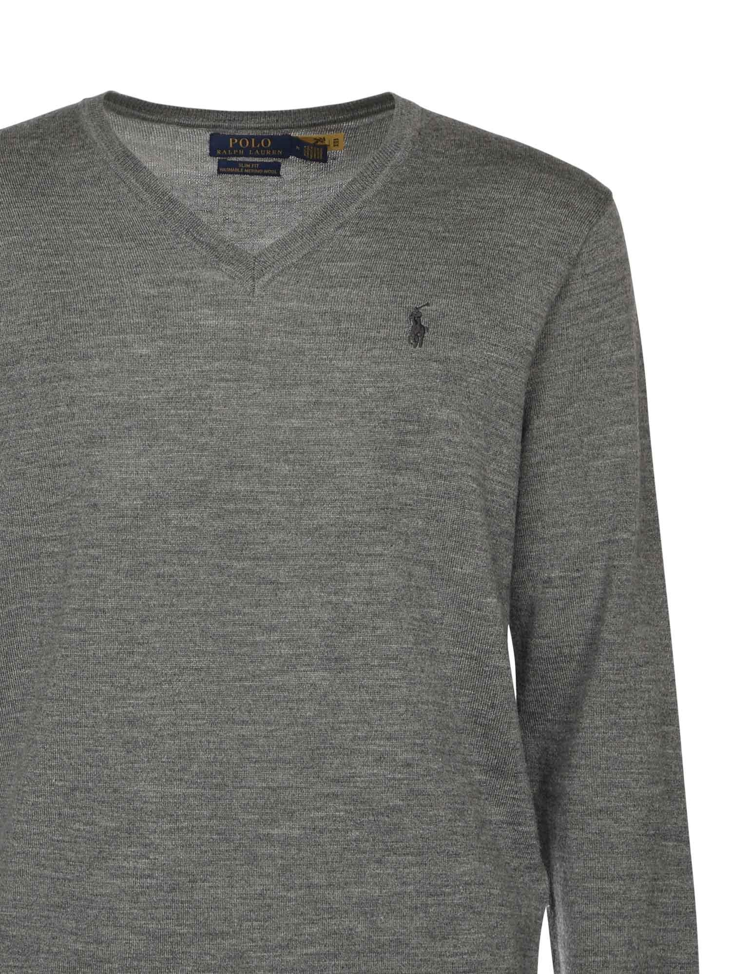 Maglia con scollo a V e logo<BR/> 710946142 002 POLO RALPH LAUREN 