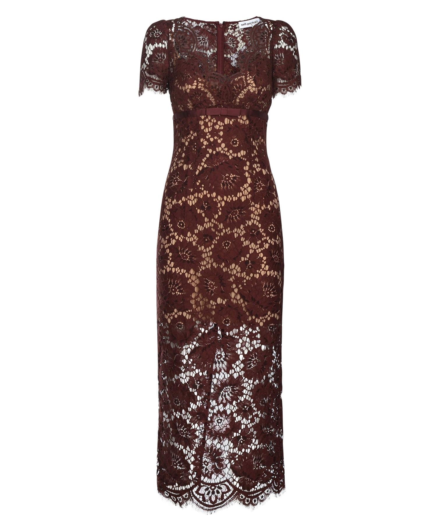 Abito midi in pizzo AW25096M BU SELF-PORTRAIT 