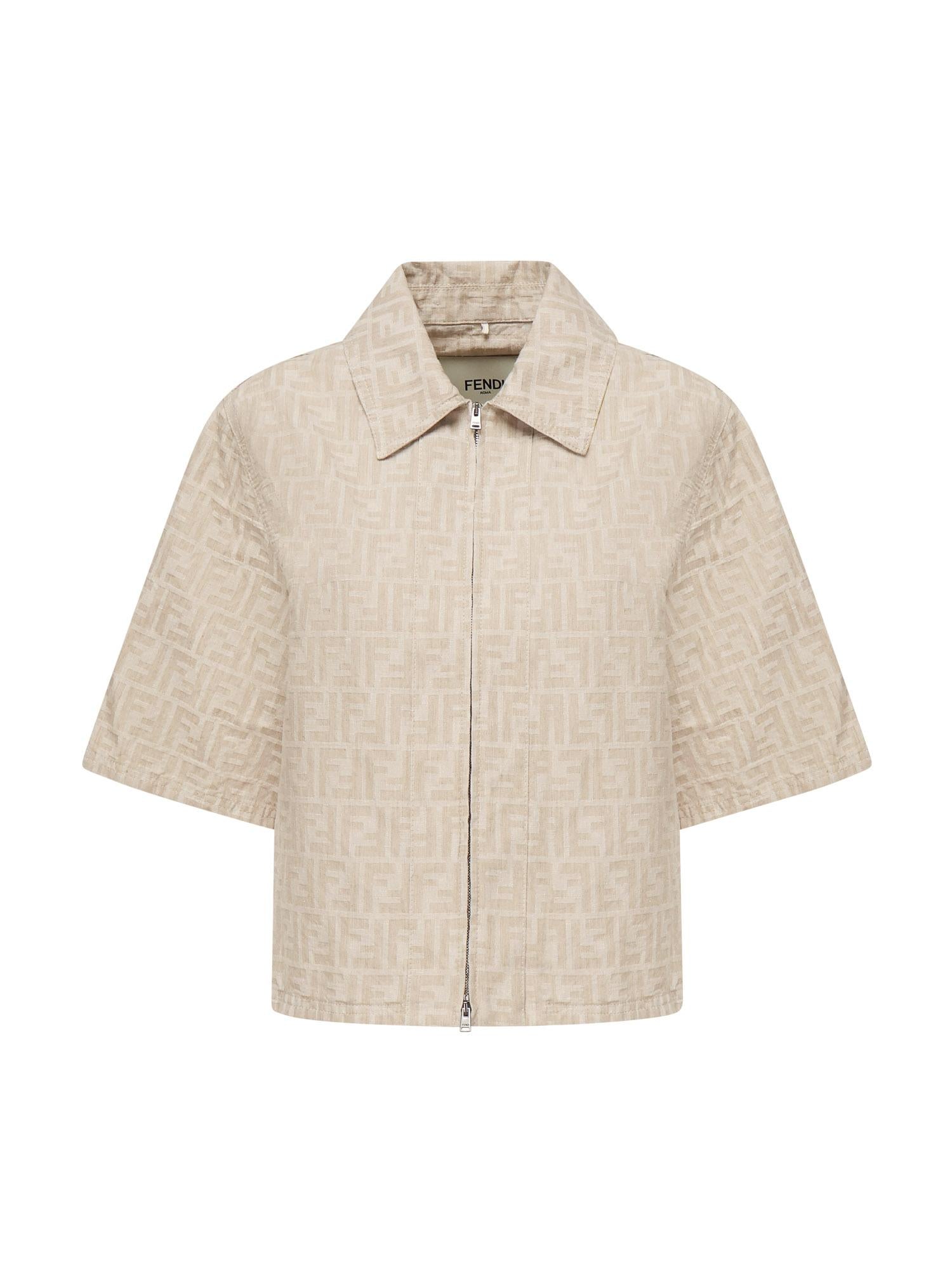 Giacca cropped in chambray FF jacquard FLF790 ASMFF1SAZ FENDI 