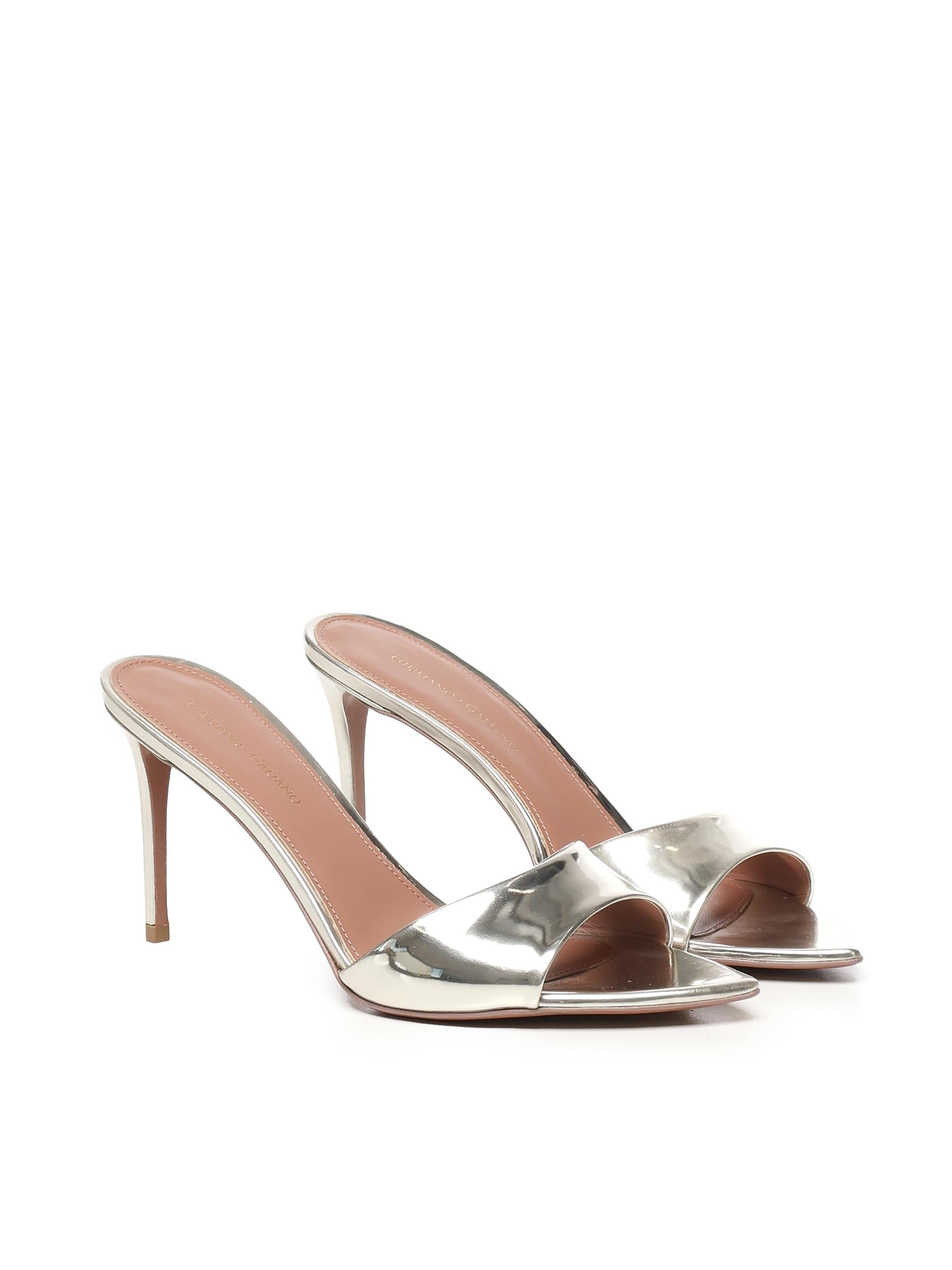 Mule Alixia in pelle specchio<BR/> ALIXIA80 SPECCHIOPLATINO GIULIANO GALIANO 