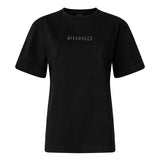 T-shirt More Strass Less Stress in cotone 105526 A33SZ99 PINKO 
