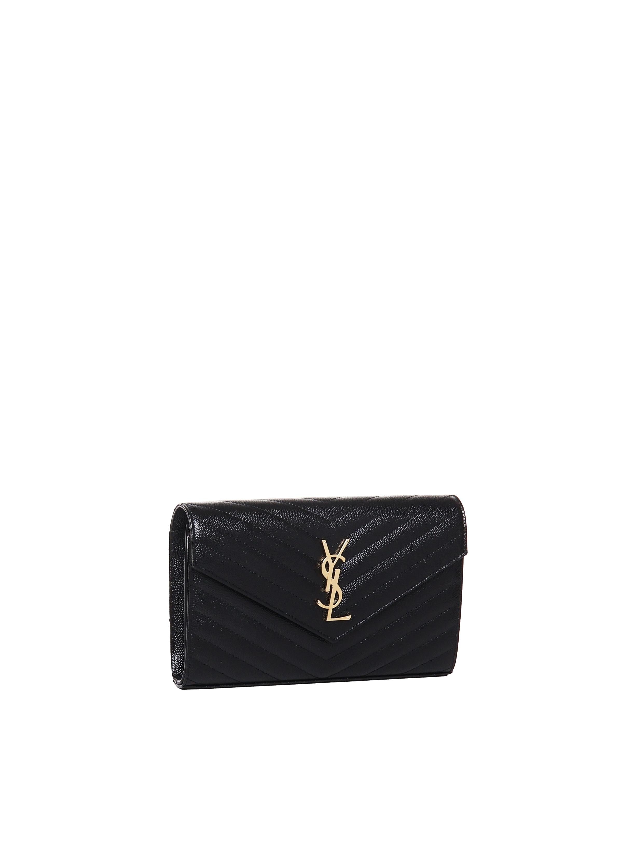 Pochette con catena Cassandre in pelle grain de poudre 377828 BOW011000 SAINT LAURENT 
