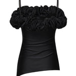 TOP IN JERSEY STRETCH CON ROUCHES COPT79F5001 BLK COPERNI 