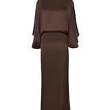 Abito midi The Macha in satin 26SSNAB-0005 CIOCCOLATO NINEMINUTES 