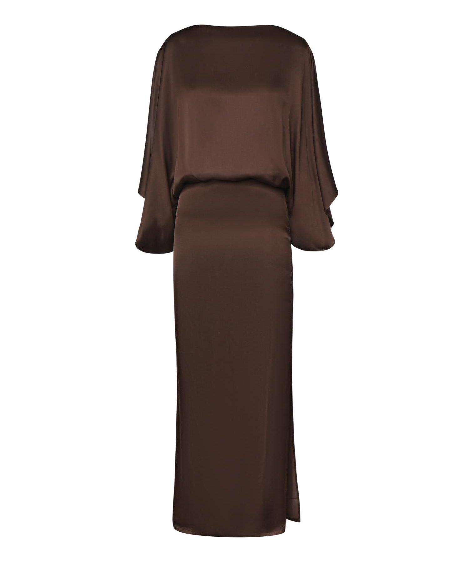 Abito midi The Macha in satin 26SSNAB-0005 CIOCCOLATO NINEMINUTES 