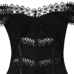 Miniabito Eliane in voile di cotone e pizzo<BR/> 261605 BLACK CHARO RUIZ 