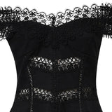 Miniabito Eliane in voile di cotone e pizzo<BR/> 261605 BLACK CHARO RUIZ 