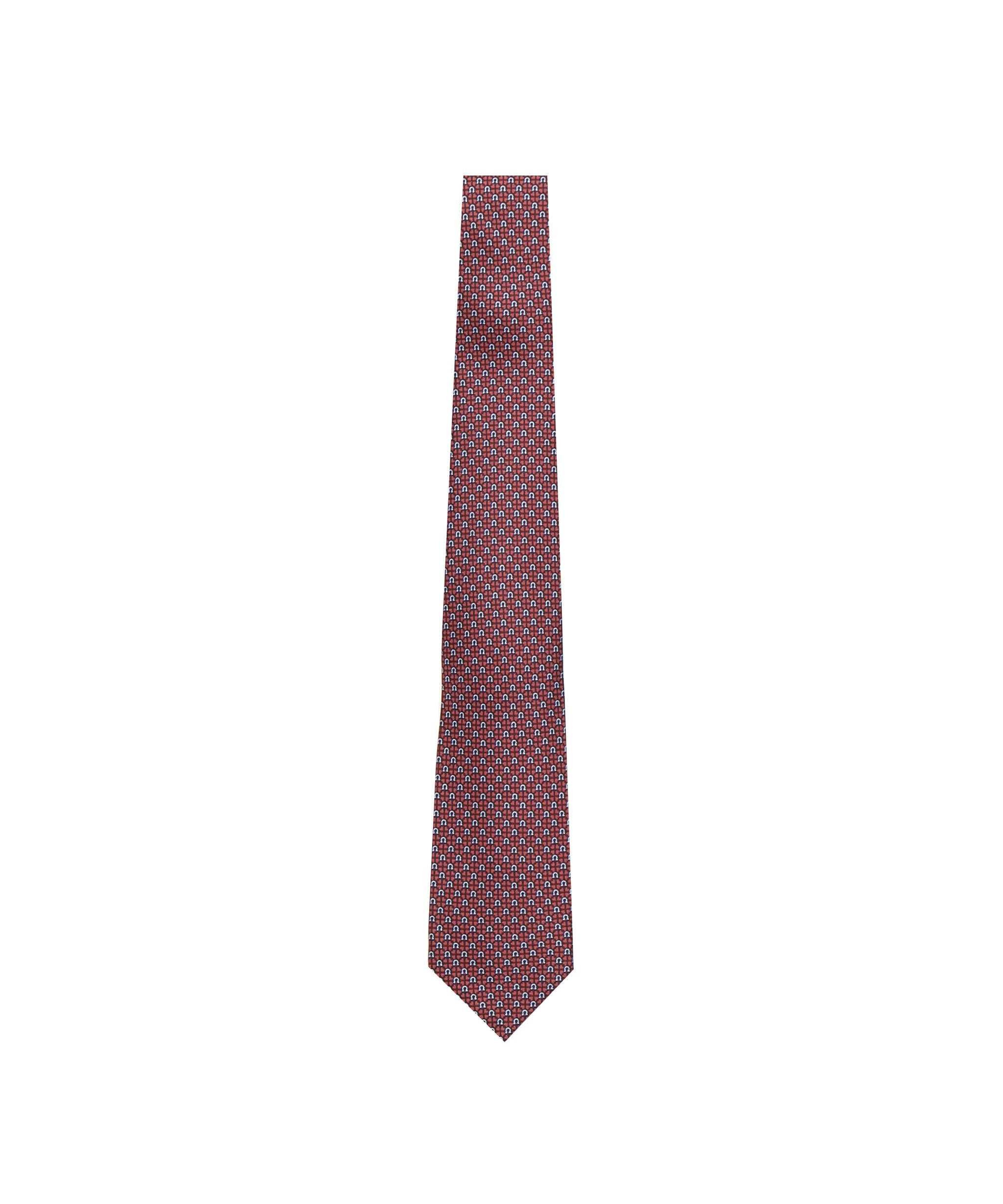 Cravatta in seta stampa Gancini e cuori 351259 784221002 FERRAGAMO 