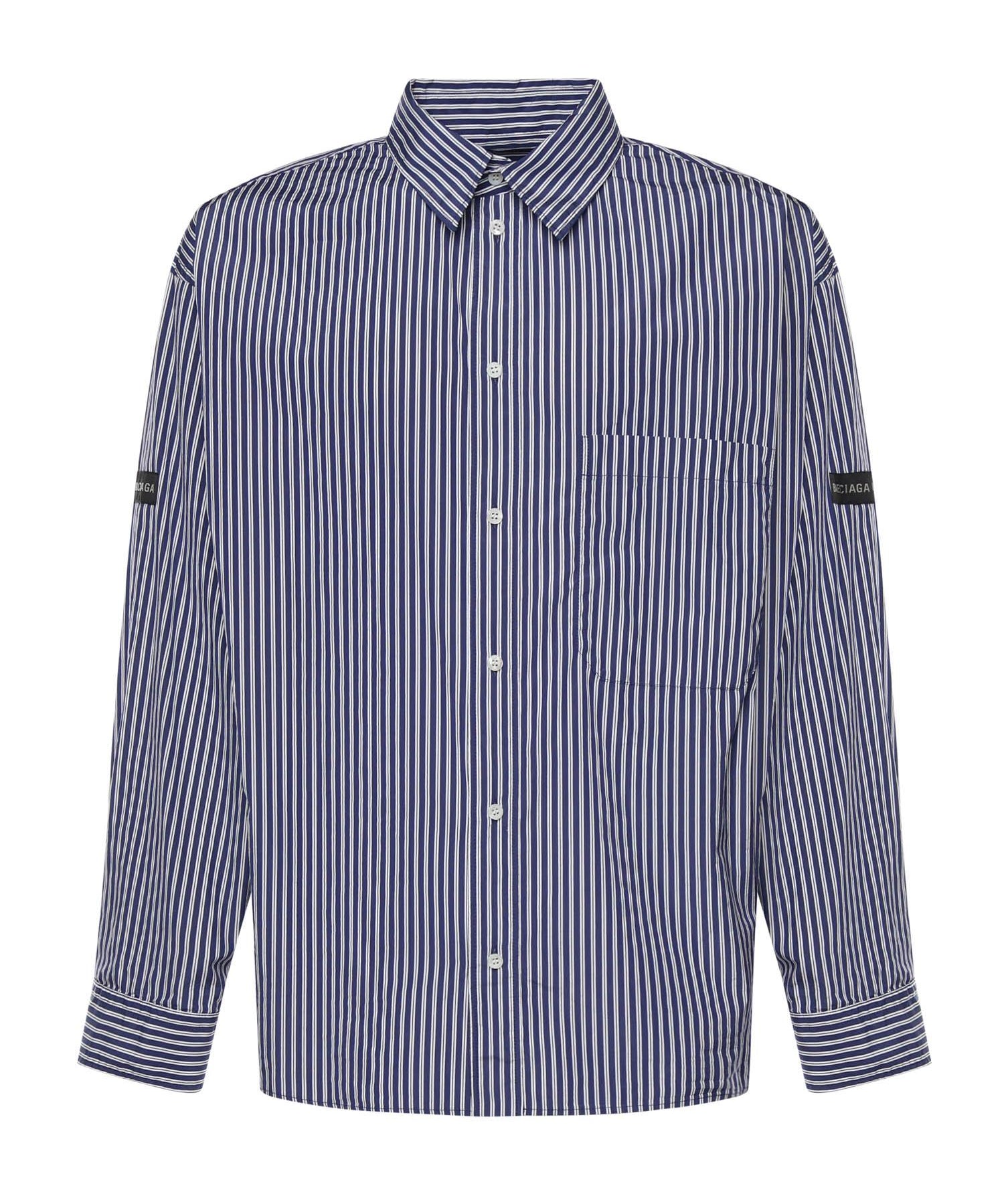 Camicia a righe in popeline di cotone con logo 857814 TTM348502 BALENCIAGA 