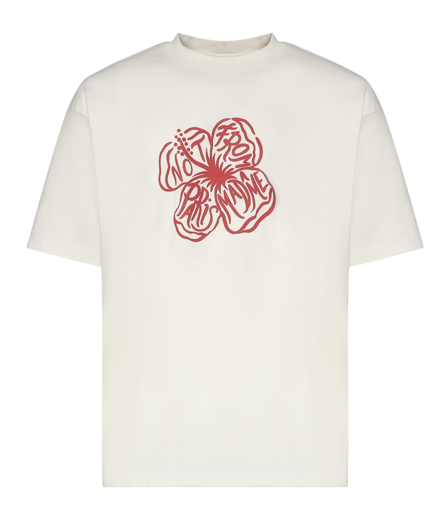 T-shirt Slogan Hibiscus in cotone JTS292CO002 OW Drôle de Monsieur 