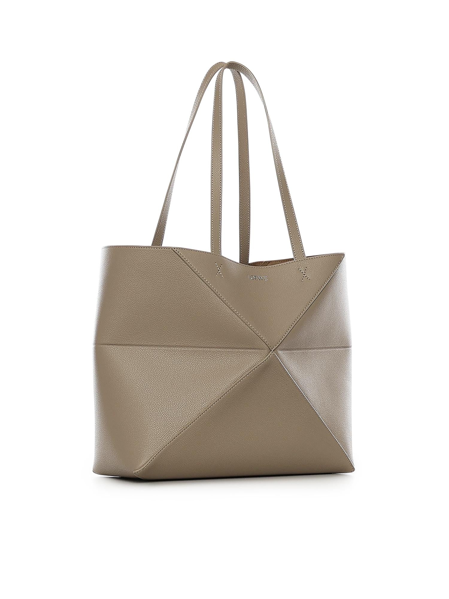 Borsa Tote Puzzle Fold media orizzontale in pelle di vitello A779PEWX04 5541 LOEWE 